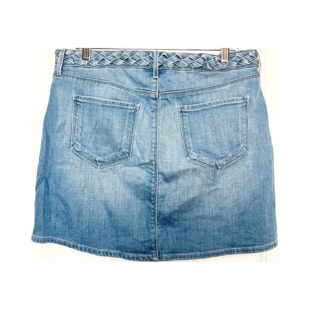 NWT L'AGENCE 90s Braided High Waist Distressed Stretch Denim Mini Jean Skirt‎ 31